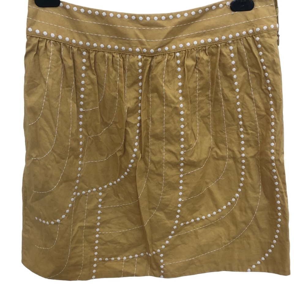 Floreat Anthropologie Women's Size 6 Yellow Embroidered Mini Fall Skirt